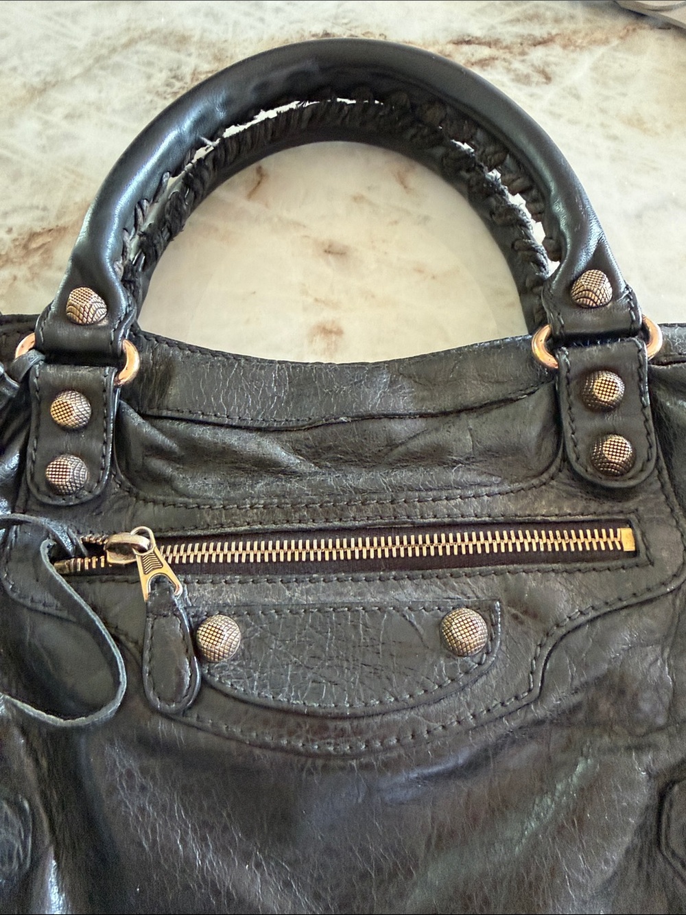 Balenciaga Black Leather Satchel with Gold Hardware - Picture 3 of 16